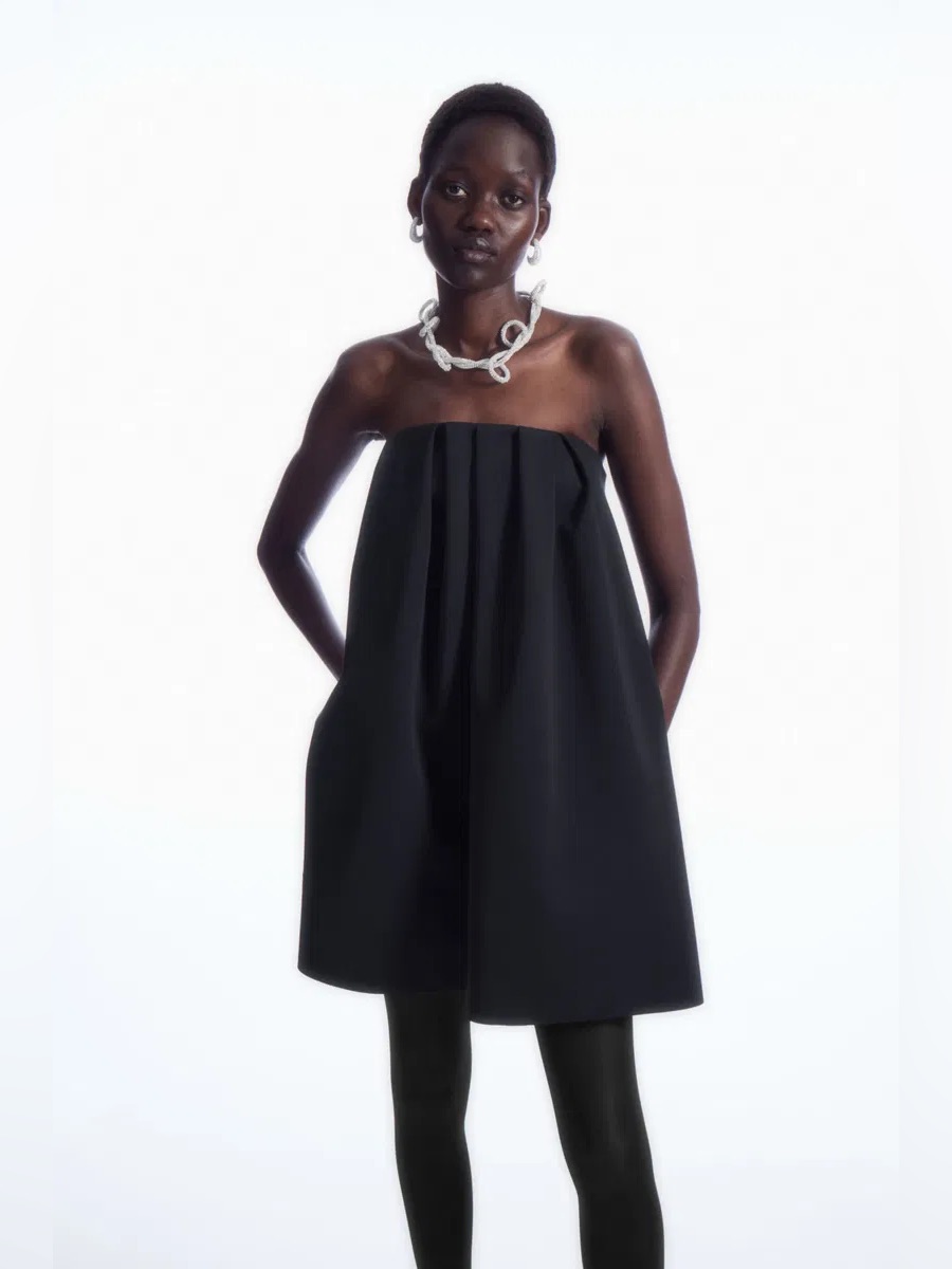 Cos Pleated Bandeau Mini Dress